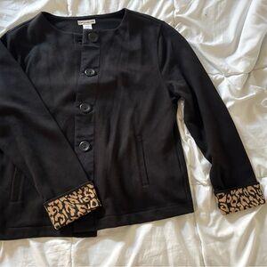 Rebecca Malone Black cardigan with Leopard Accents-NWT-medium